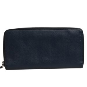 Navy Oliver Embossed Leather Zip-Around Wallet