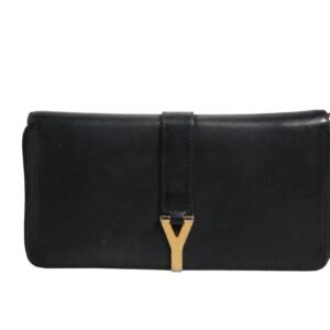 Black and Gold leather logo zip wallet