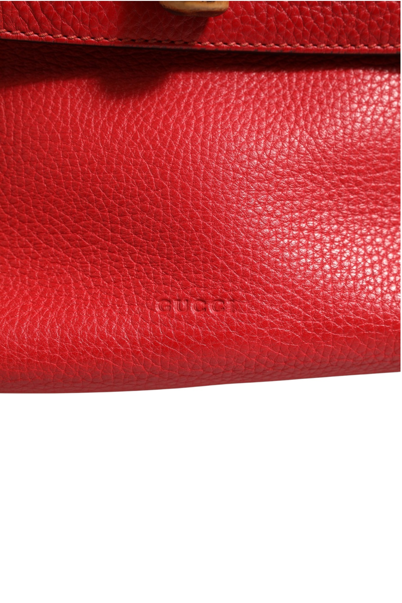 Red Leather Bamboo Daily Tote Crossbody Bag - Afbeelding 2