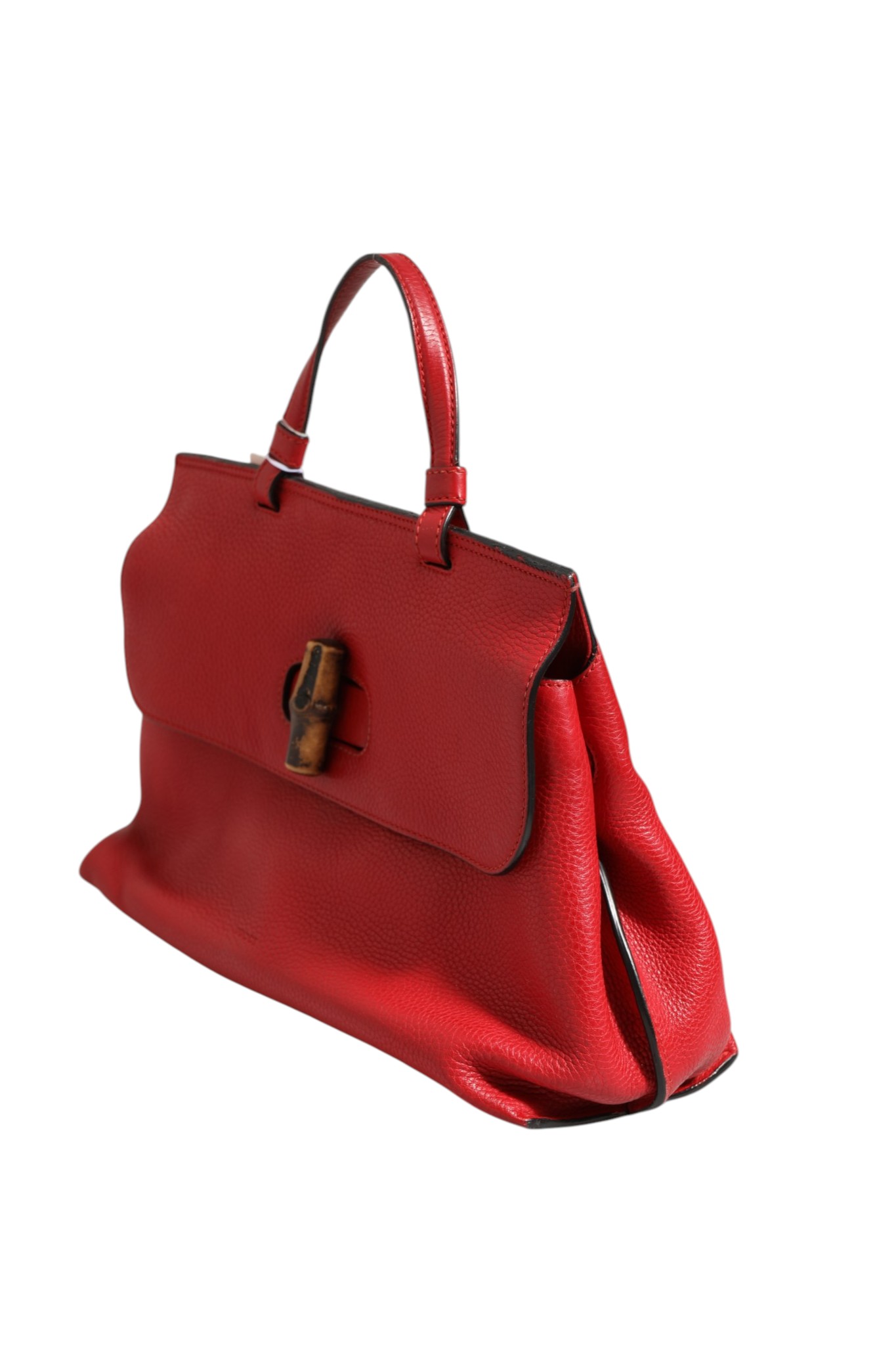 Red Leather Bamboo Daily Tote Crossbody Bag - Afbeelding 3