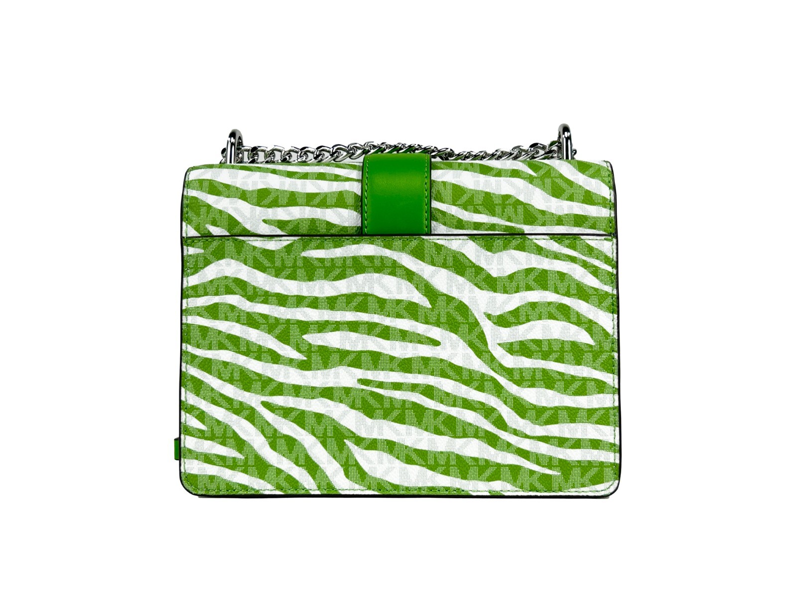 Michael Kors Greenwich Small Print Logo Crossbody Tote Chain Bag Jungle Green $498 - Afbeelding 3