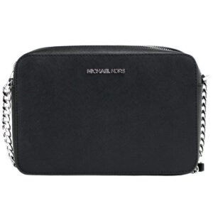Michael Kors Jet Set Large East West Black Saffiano Leather Crossbody Handbag