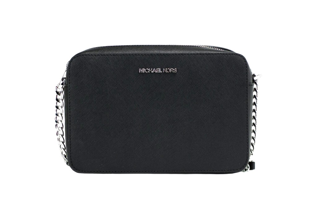 Michael Kors Jet Set Large East West Black Saffiano Leather Crossbody Handbag