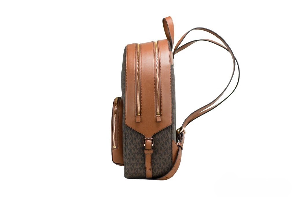 Michael Kors Jaycee Large Brown Signature PVC Shoulder Backpack Bookbag - Afbeelding 2
