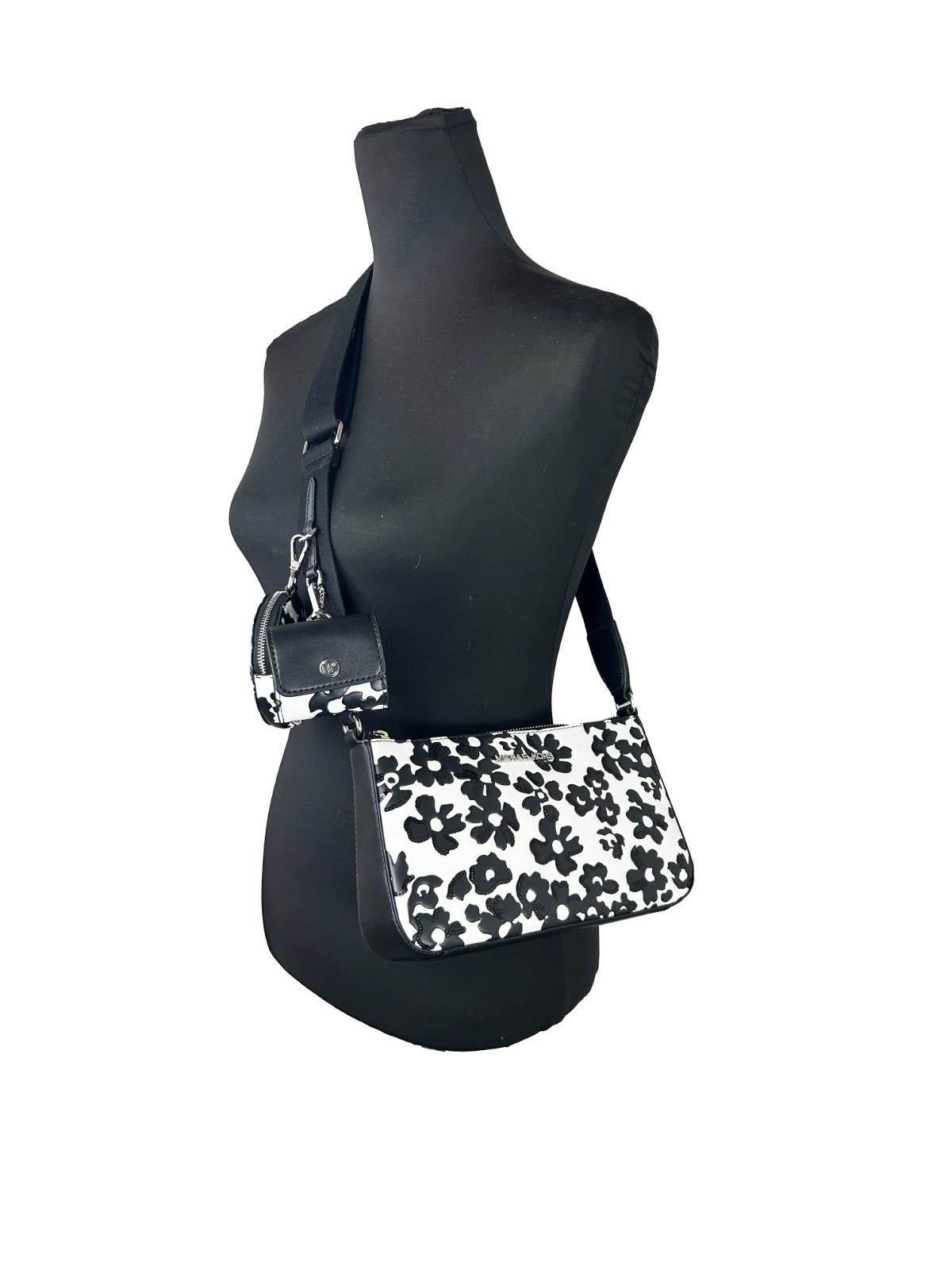 Michael Kors Floral Crossbody Tech Attachment Bag Purse - Afbeelding 4