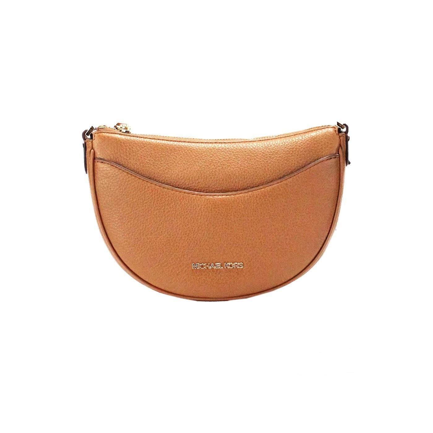 Michael Kors Dover Small Luggage Pebbled Leather Half Moon Crossbody Bag Purse - Afbeelding 2