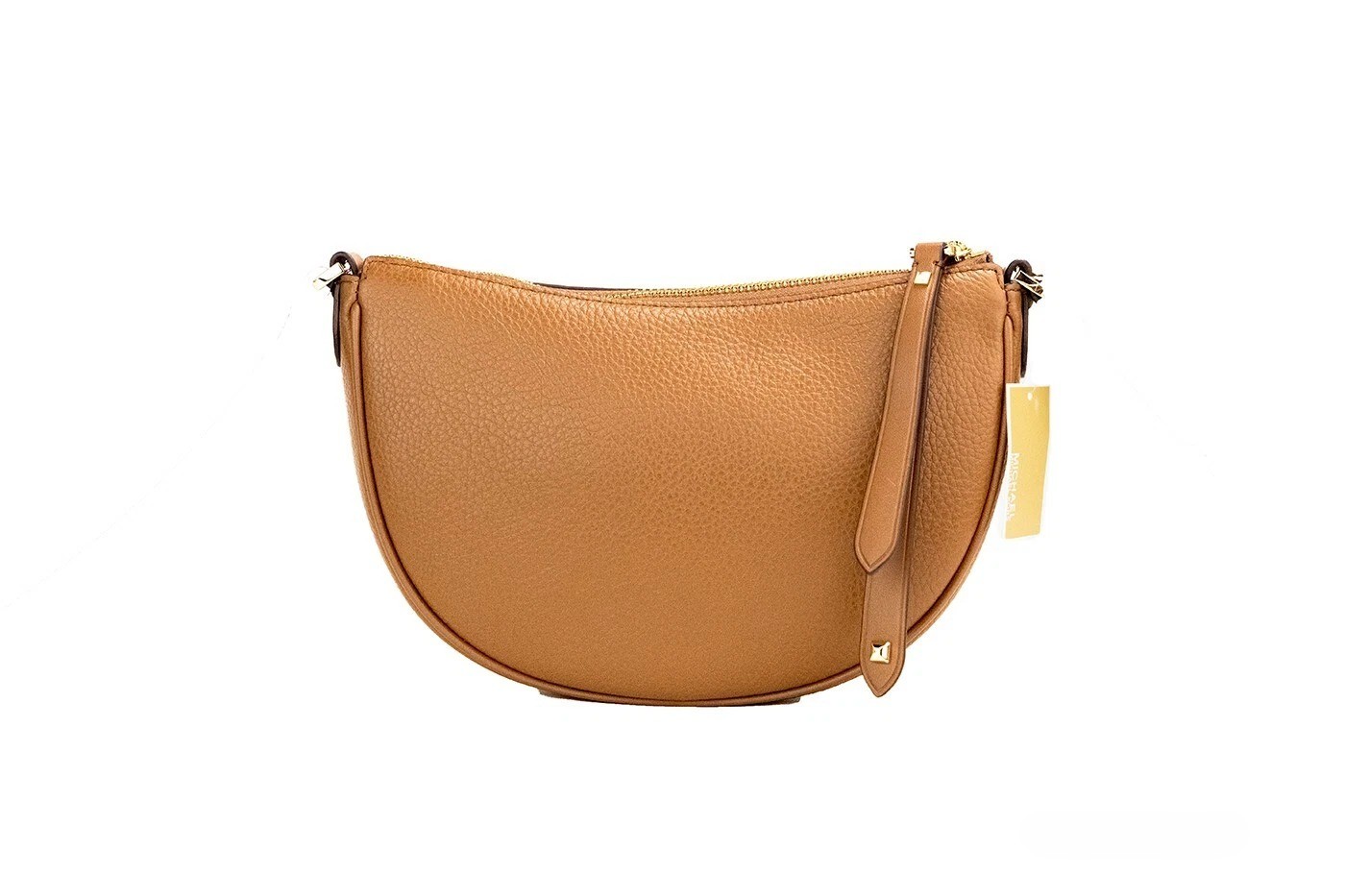 Michael Kors Dover Small Luggage Pebbled Leather Half Moon Crossbody Bag Purse - Afbeelding 3