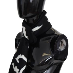Black White Wool Unisex Winter Warm Scarf Wrap Shawl
